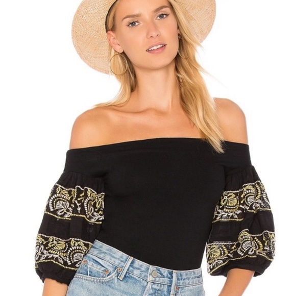 Free People Tops - Free People Boho Black Off the Shoulder Top